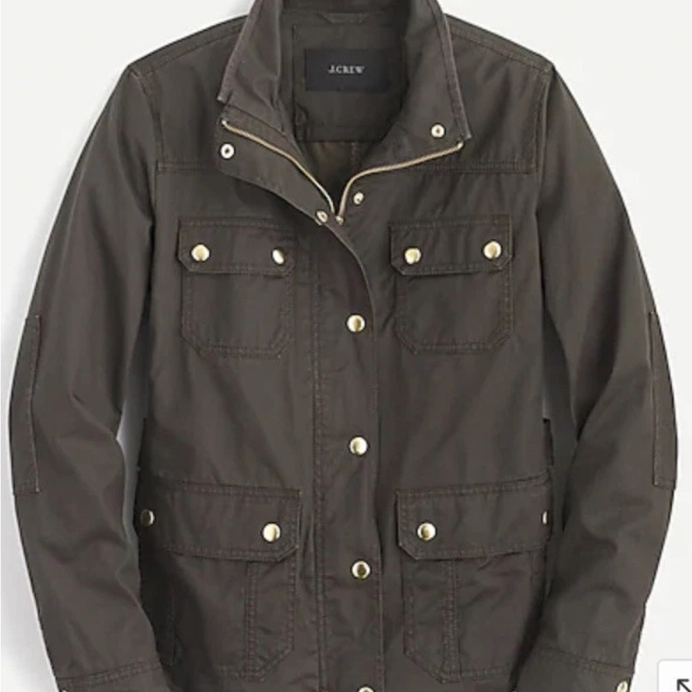 J Crew Downtown Field Jacket Size Small Mossy Brown Green Military - Picture 5 of 12